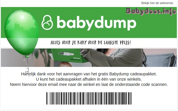 Babydump BabyBox babydoos aanvragen waardebon
