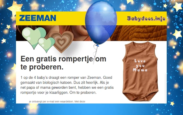 Gratis Zeeman romper Babypakket aanvragen